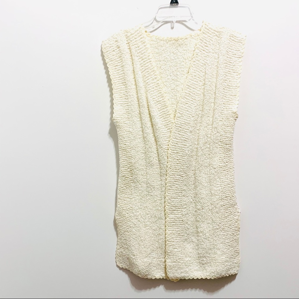 Women’s Knitted Handmade Sleeveless Long Open Knit Crochet Cardigan